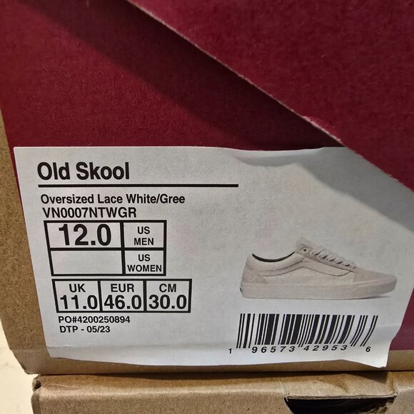 Vans OLD SKOOL OVERSIZED LACE VN0007NTWGR White Green Skateboarding MENS 12 NEW - Picture 12 of 12